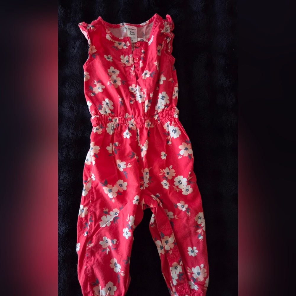 Carter's Bright Red Floral Romper